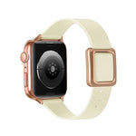 マグネット式ローズゴールドスクエアバックルウォッチバンド Apple Watchシリーズ用、7 45mm / 6&SE&5&4 44mm / 3&2&1 42mm、7 41mm / 6&SE&5&4 40mm / 3&2&1 38mm
