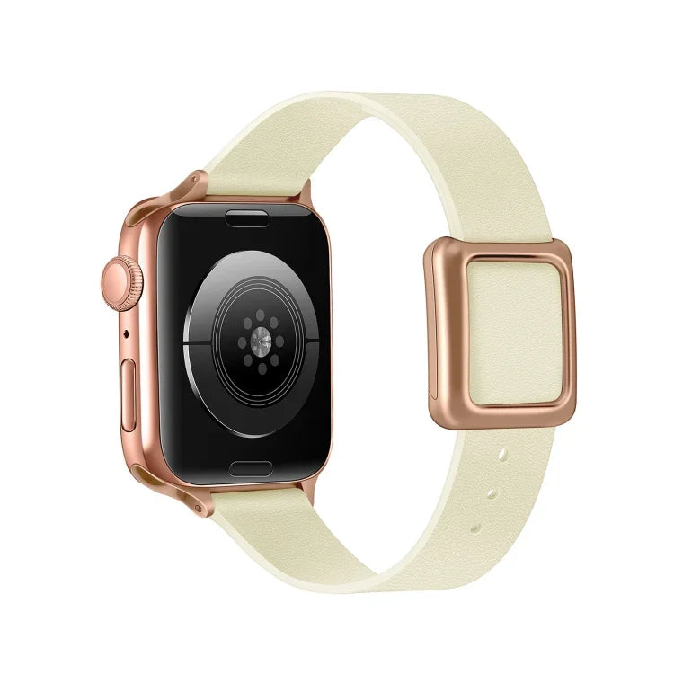 マグネット式ローズゴールドスクエアバックルウォッチバンド Apple Watchシリーズ用、7 45mm / 6&SE&5&4 44mm / 3&2&1 42mm、7 41mm / 6&SE&5&4 40mm / 3&2&1 38mm