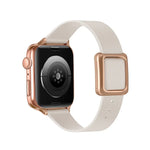 マグネット式ローズゴールドスクエアバックルウォッチバンド Apple Watchシリーズ用、7 45mm / 6&SE&5&4 44mm / 3&2&1 42mm、7 41mm / 6&SE&5&4 40mm / 3&2&1 38mm