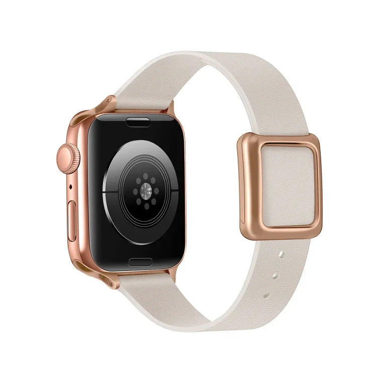 マグネット式ローズゴールドスクエアバックルウォッチバンド Apple Watchシリーズ用、7 45mm / 6&SE&5&4 44mm / 3&2&1 42mm、7 41mm / 6&SE&5&4 40mm / 3&2&1 38mm