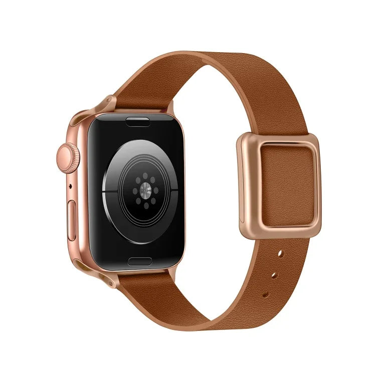 マグネット式ローズゴールドスクエアバックルウォッチバンド Apple Watchシリーズ用、7 45mm / 6&SE&5&4 44mm / 3&2&1 42mm、7 41mm / 6&SE&5&4 40mm / 3&2&1 38mm