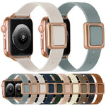 マグネット式ローズゴールドスクエアバックルウォッチバンド Apple Watchシリーズ用、7 45mm / 6&SE&5&4 44mm / 3&2&1 42mm、7 41mm / 6&SE&5&4 40mm / 3&2&1 38mm