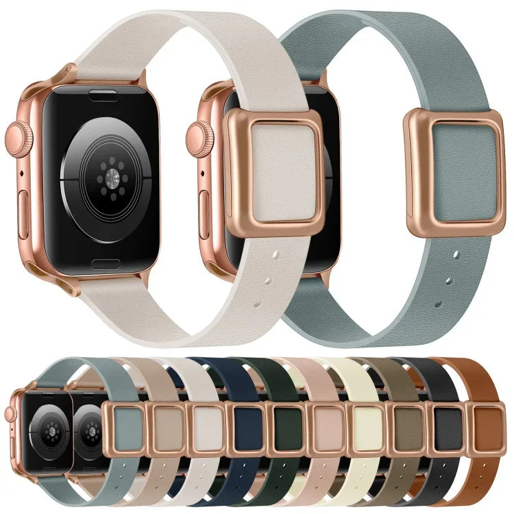 マグネット式ローズゴールドスクエアバックルウォッチバンド Apple Watchシリーズ用、7 45mm / 6&SE&5&4 44mm / 3&2&1 42mm、7 41mm / 6&SE&5&4 40mm / 3&2&1 38mm