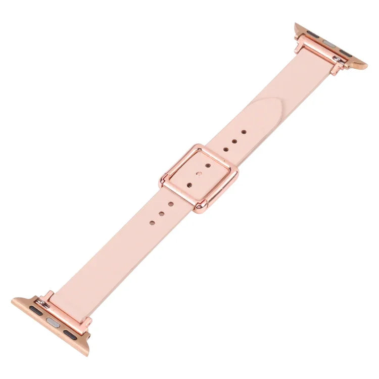 マグネット式ローズゴールドスクエアバックルウォッチバンド Apple Watchシリーズ用、7 45mm / 6&SE&5&4 44mm / 3&2&1 42mm、7 41mm / 6&SE&5&4 40mm / 3&2&1 38mm