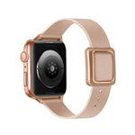 マグネット式ローズゴールドスクエアバックルウォッチバンド Apple Watchシリーズ用、7 45mm / 6&SE&5&4 44mm / 3&2&1 42mm、7 41mm / 6&SE&5&4 40mm / 3&2&1 38mm