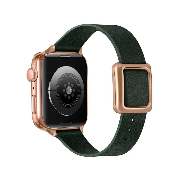 マグネット式ローズゴールドスクエアバックルウォッチバンド Apple Watchシリーズ用、7 45mm / 6&SE&5&4 44mm / 3&2&1 42mm、7 41mm / 6&SE&5&4 40mm / 3&2&1 38mm