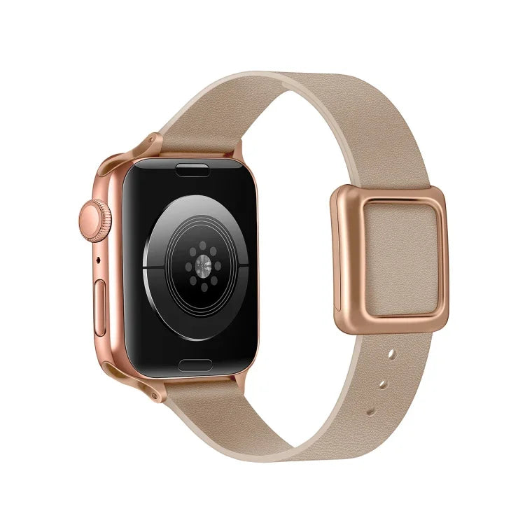 マグネット式ローズゴールドスクエアバックルウォッチバンド Apple Watchシリーズ用、7 45mm / 6&SE&5&4 44mm / 3&2&1 42mm、7 41mm / 6&SE&5&4 40mm / 3&2&1 38mm