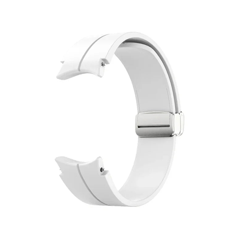 折りたたみシルバーバックルシリコンウォッチバンド、Samsung Galaxy Watch5 40＆44mm／Pro 45mm用