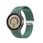 折りたたみシルバーバックルシリコンウォッチバンド、Samsung Galaxy Watch5 40＆44mm／Pro 45mm用