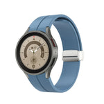折りたたみシルバーバックルシリコンウォッチバンド、Samsung Galaxy Watch5 40＆44mm／Pro 45mm用