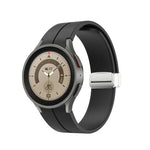 折りたたみシルバーバックルシリコンウォッチバンド、Samsung Galaxy Watch5 40＆44mm／Pro 45mm用