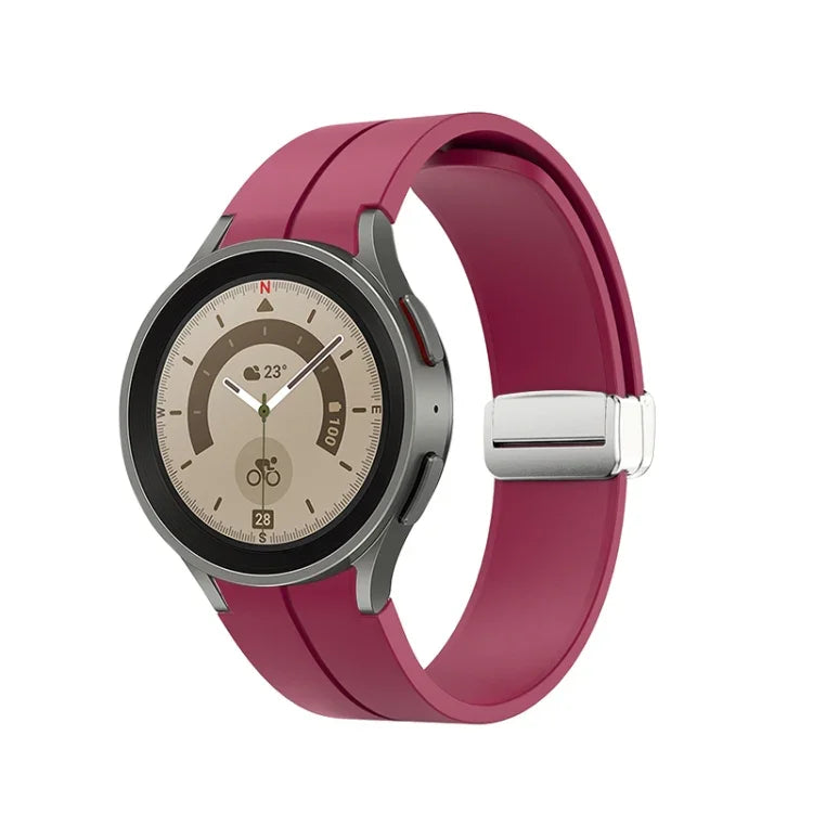 折りたたみシルバーバックルシリコンウォッチバンド、Samsung Galaxy Watch5 40＆44mm／Pro 45mm用