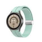 折りたたみシルバーバックルシリコンウォッチバンド、Samsung Galaxy Watch5 40＆44mm／Pro 45mm用