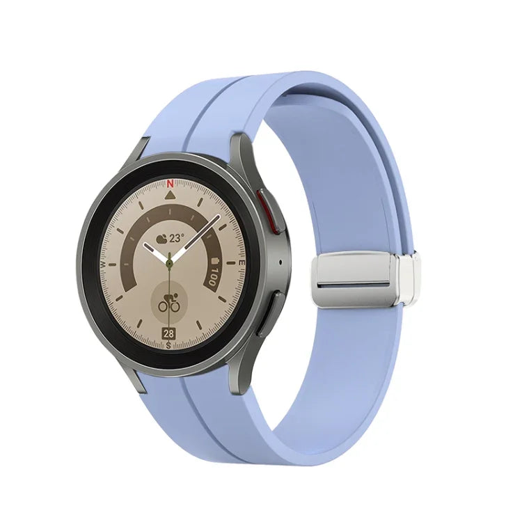 折りたたみシルバーバックルシリコンウォッチバンド、Samsung Galaxy Watch5 40＆44mm／Pro 45mm用