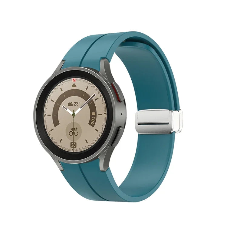 折りたたみシルバーバックルシリコンウォッチバンド、Samsung Galaxy Watch5 40＆44mm／Pro 45mm用