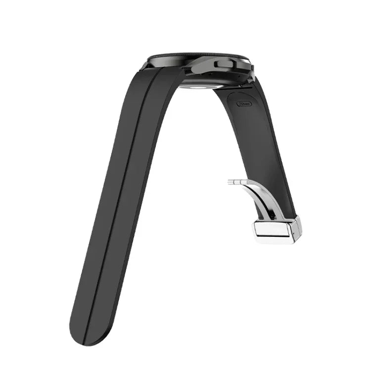折りたたみシルバーバックルシリコンウォッチバンド、Samsung Galaxy Watch5 40＆44mm／Pro 45mm用