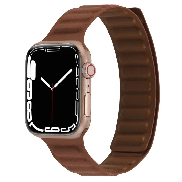 マグネット式ツートンループスリムレザーバンド Apple Watchシリーズ用、7 45mm / 6&SE&5&4 44mm / 3&2&1 42mm、7 41mm / 6&SE&5&4 40mm / 3&2&1 38mm
