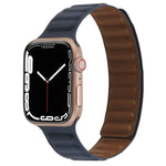 Magnetic Two-color Loop Slim Leather Watch Band For Apple Watch Series, 7 45mm / 6&SE&5&4 44mm / 3&2&1 42mm, 7 41mm / 6&SE&5&4 40mm / 3&2&1 38mm