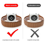 Magnetic Two-color Loop Slim Leather Watch Band For Apple Watch Series, 7 45mm / 6&SE&5&4 44mm / 3&2&1 42mm, 7 41mm / 6&SE&5&4 40mm / 3&2&1 38mm