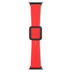 ブラックスクエアバックルシリコンウォッチバンド Apple Watchシリーズ用、7 45mm / 6&SE&5&4 44mm / 3&2&1 42mm、7 41mm / 6&SE&5&4 40mm / 3&2&1 38mm