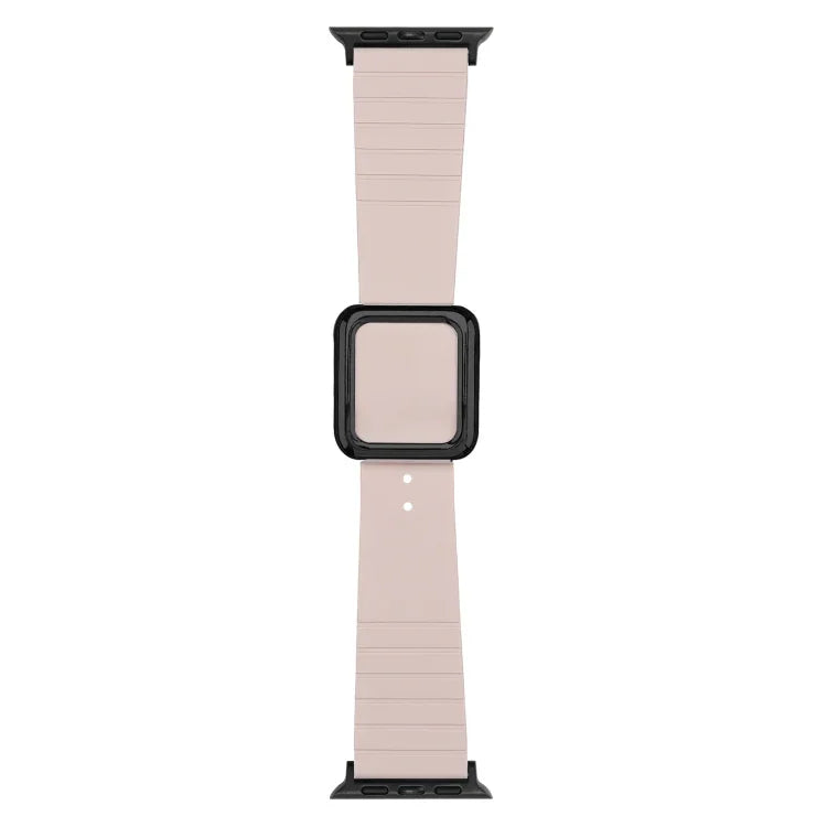 ブラックスクエアバックルシリコンウォッチバンド Apple Watchシリーズ用、7 45mm / 6&SE&5&4 44mm / 3&2&1 42mm、7 41mm / 6&SE&5&4 40mm / 3&2&1 38mm