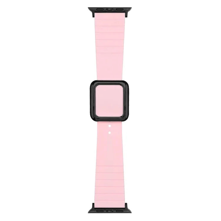 ブラックスクエアバックルシリコンウォッチバンド Apple Watchシリーズ用、7 45mm / 6&SE&5&4 44mm / 3&2&1 42mm、7 41mm / 6&SE&5&4 40mm / 3&2&1 38mm