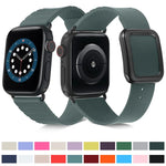 ブラックスクエアバックルシリコンウォッチバンド Apple Watchシリーズ用、7 45mm / 6&SE&5&4 44mm / 3&2&1 42mm、7 41mm / 6&SE&5&4 40mm / 3&2&1 38mm