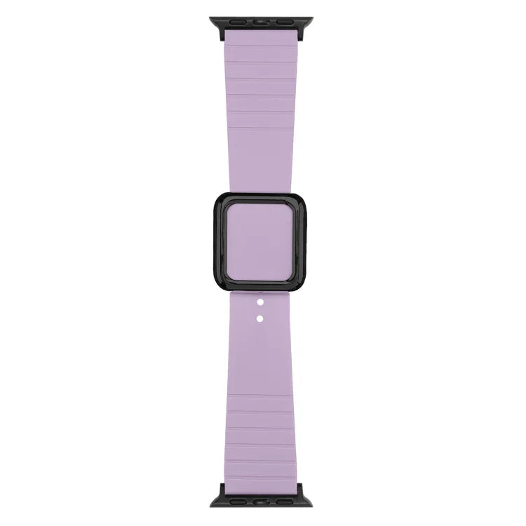 ブラックスクエアバックルシリコンウォッチバンド Apple Watchシリーズ用、7 45mm / 6&SE&5&4 44mm / 3&2&1 42mm、7 41mm / 6&SE&5&4 40mm / 3&2&1 38mm