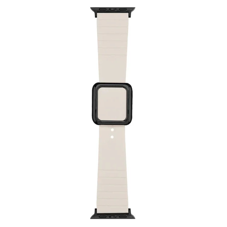 ブラックスクエアバックルシリコンウォッチバンド Apple Watchシリーズ用、7 45mm / 6&SE&5&4 44mm / 3&2&1 42mm、7 41mm / 6&SE&5&4 40mm / 3&2&1 38mm
