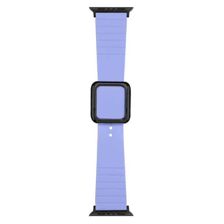 ブラックスクエアバックルシリコンウォッチバンド Apple Watchシリーズ用、7 45mm / 6&SE&5&4 44mm / 3&2&1 42mm、7 41mm / 6&SE&5&4 40mm / 3&2&1 38mm