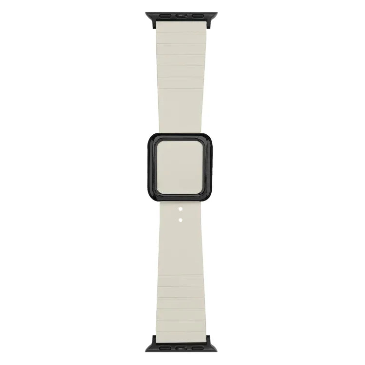 ブラックスクエアバックルシリコンウォッチバンド Apple Watchシリーズ用、7 45mm / 6&SE&5&4 44mm / 3&2&1 42mm、7 41mm / 6&SE&5&4 40mm / 3&2&1 38mm