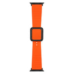 ブラックスクエアバックルシリコンウォッチバンド Apple Watchシリーズ用、7 45mm / 6&SE&5&4 44mm / 3&2&1 42mm、7 41mm / 6&SE&5&4 40mm / 3&2&1 38mm