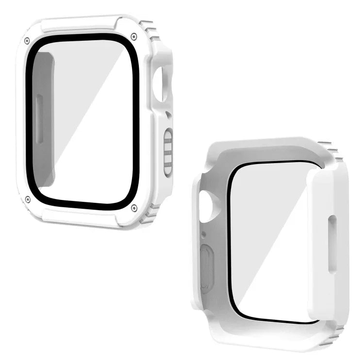 2-in-1スクリーン強化ガラスフィルム保護ケース、Apple Watchシリーズ9 / 8 / 7 45mm用、Apple Watchシリーズ9 / 8 / 7 41mm用、Apple Watchシリーズ6 / 5 / 4 / SE 44mm用、Apple Watchシリーズ6 / 5 / 4 / SE 40mm用、Apple Watchシリーズ3 & 2 & 1 42mm用