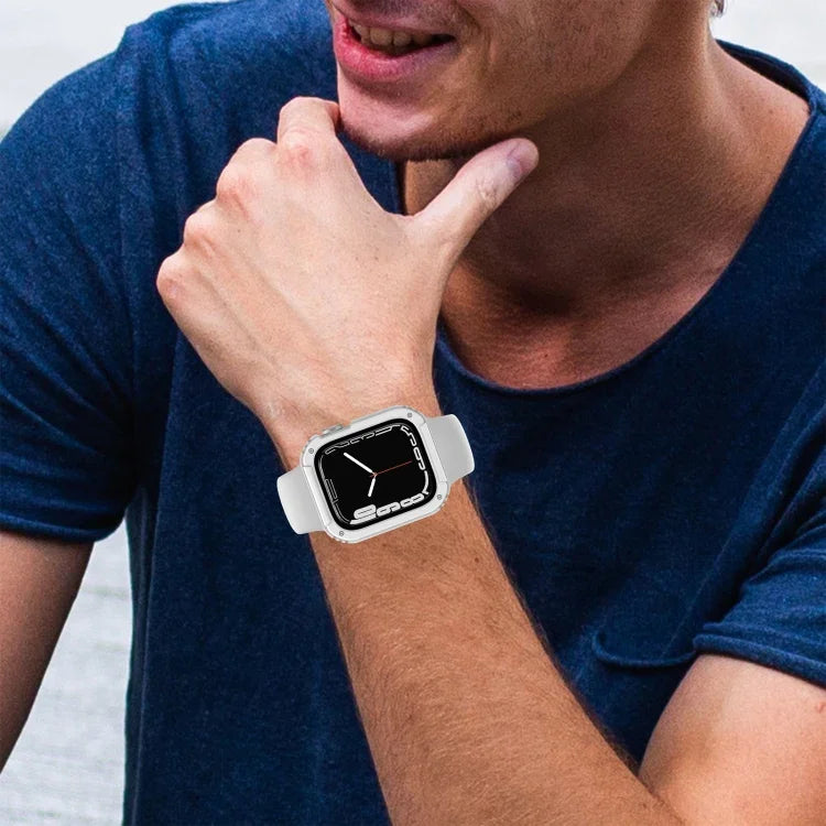 2-in-1スクリーン強化ガラスフィルム保護ケース、Apple Watchシリーズ9 / 8 / 7 45mm用、Apple Watchシリーズ9 / 8 / 7 41mm用、Apple Watchシリーズ6 / 5 / 4 / SE 44mm用、Apple Watchシリーズ6 / 5 / 4 / SE 40mm用、Apple Watchシリーズ3 & 2 & 1 42mm用