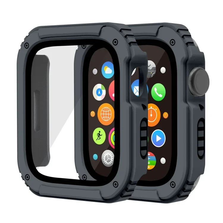 2-in-1スクリーン強化ガラスフィルム保護ケース、Apple Watchシリーズ9 / 8 / 7 45mm用、Apple Watchシリーズ9 / 8 / 7 41mm用、Apple Watchシリーズ6 / 5 / 4 / SE 44mm用、Apple Watchシリーズ6 / 5 / 4 / SE 40mm用、Apple Watchシリーズ3 & 2 & 1 42mm用