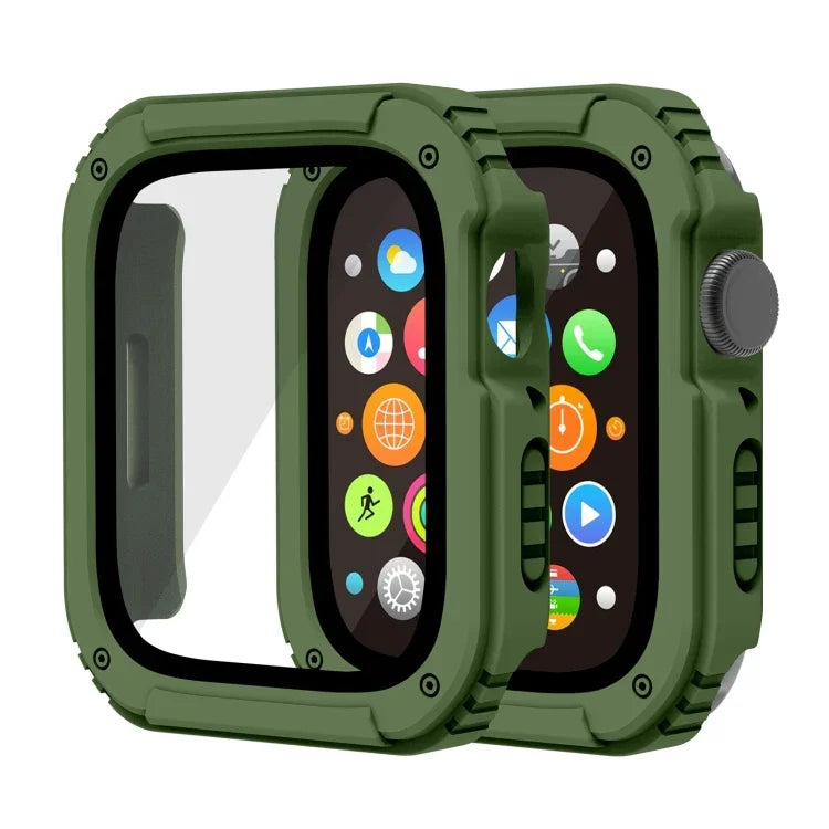 2-in-1スクリーン強化ガラスフィルム保護ケース、Apple Watchシリーズ9 / 8 / 7 45mm用、Apple Watchシリーズ9 / 8 / 7 41mm用、Apple Watchシリーズ6 / 5 / 4 / SE 44mm用、Apple Watchシリーズ6 / 5 / 4 / SE 40mm用、Apple Watchシリーズ3 & 2 & 1 42mm用