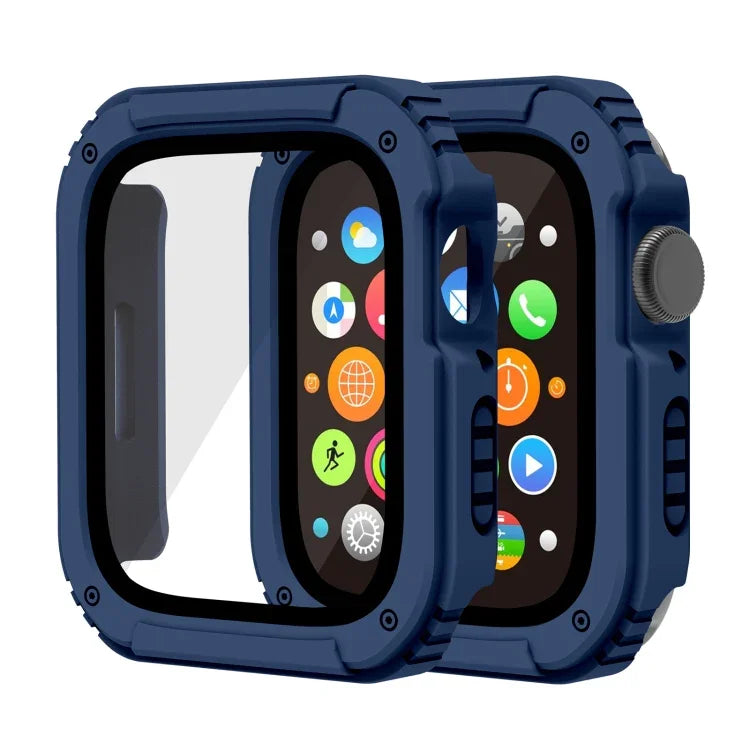 2-in-1スクリーン強化ガラスフィルム保護ケース、Apple Watchシリーズ9 / 8 / 7 45mm用、Apple Watchシリーズ9 / 8 / 7 41mm用、Apple Watchシリーズ6 / 5 / 4 / SE 44mm用、Apple Watchシリーズ6 / 5 / 4 / SE 40mm用、Apple Watchシリーズ3 & 2 & 1 42mm用