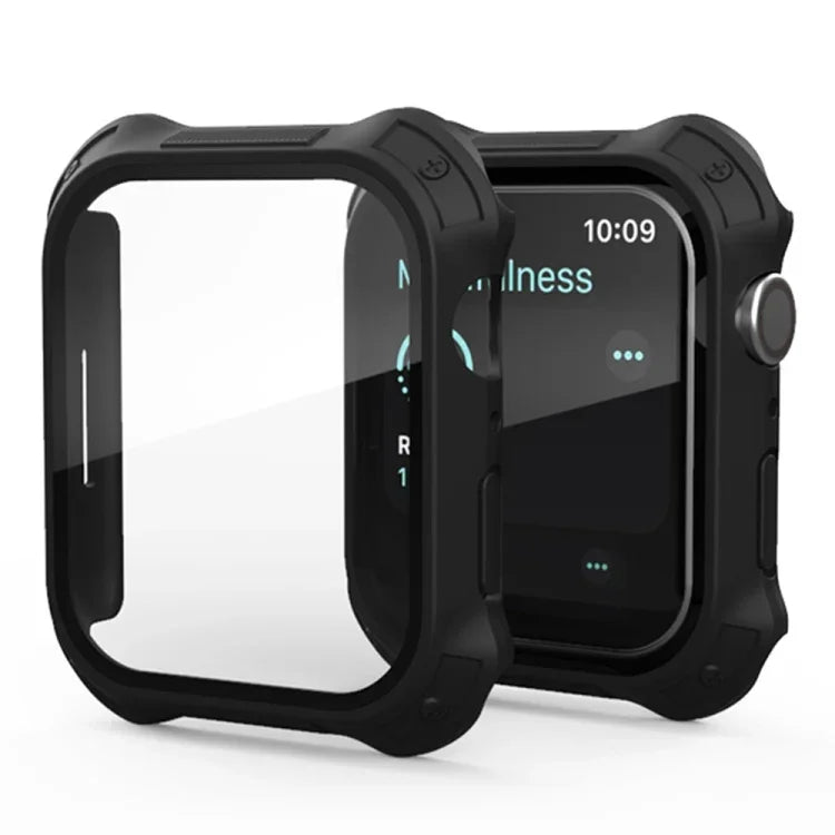 2-in-1 フロストPCフレーム＋スクリーン強化ガラスフィルム保護ケース, Apple Watchシリーズ 9 / 8 / 7 45mm用, Apple Watchシリーズ 9 / 8 / 7 41mm用