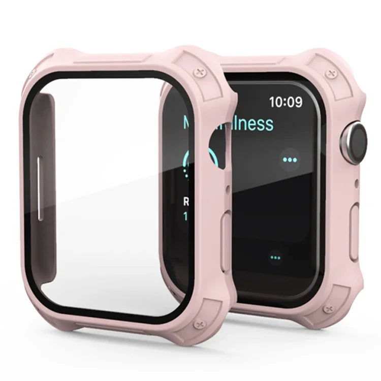 2-in-1 フロストPCフレーム＋スクリーン強化ガラスフィルム保護ケース, Apple Watchシリーズ 9 / 8 / 7 45mm用, Apple Watchシリーズ 9 / 8 / 7 41mm用