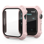 2-in-1 フロストPCフレーム＋スクリーン強化ガラスフィルム保護ケース, Apple Watchシリーズ 9 / 8 / 7 45mm用, Apple Watchシリーズ 9 / 8 / 7 41mm用