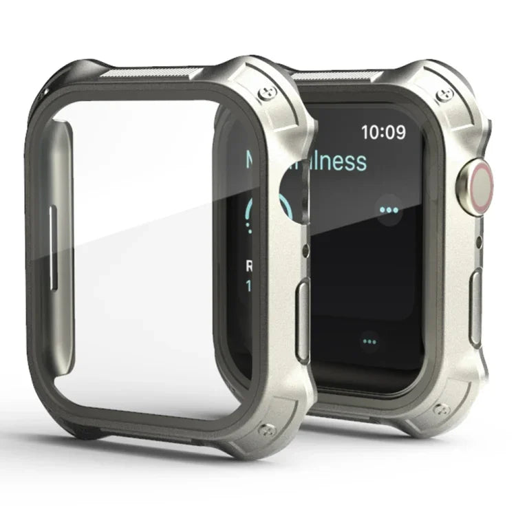 2-in-1 PCフレーム＋スクリーン強化ガラスフィルム保護ケース, Apple Watchシリーズ 9 / 8 / 7 41mm用, Apple Watchシリーズ 9 / 8 / 7 45mm用