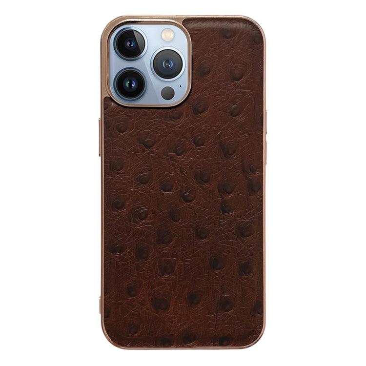 Genuine Leather Ostrich Texture Nano Case, For iPhone 13 Pro, For iPhone 13 Pro Max, For iPhone 13, For iPhone 14 Plus, For iPhone 14 Pro Max, For iPhone 14 Pro, For iPhone 14