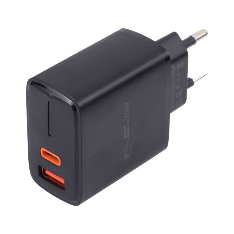 LZ-1130 PD 20W Type-C+QC 3.0 USB急速充電器、20W EUプラグ、20W USプラグ