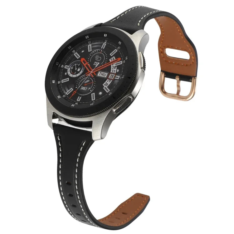 22mm 逆バックル本革ウォッチバンド、Samsung Galaxy Watch3 / Huawei Watch GT3 Pro用