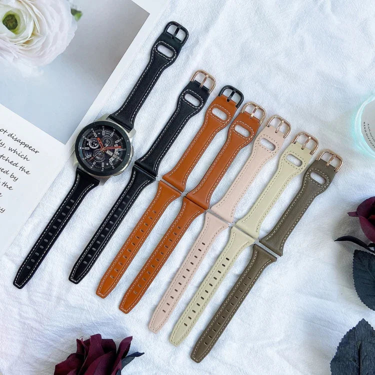 22mm 逆バックル本革ウォッチバンド、Samsung Galaxy Watch3 / Huawei Watch GT3 Pro用