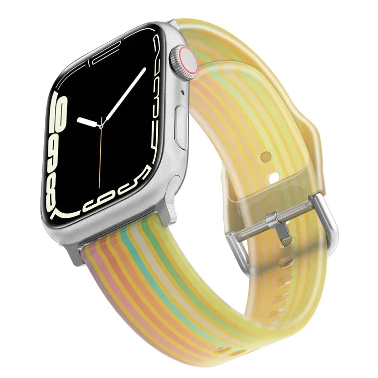 フロスト半透明シリコンウォッチバンド Apple Watchシリーズ用, 7 45mm / 6&SE&5&4 44mm / 3&2&1 42mm, 7 41mm / 6&SE&5&4 40mm / 3&2&1 38mm