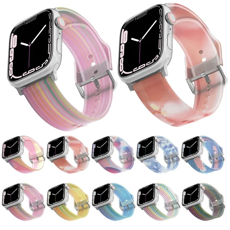 フロスト半透明シリコンウォッチバンド Apple Watchシリーズ用, 7 45mm / 6&SE&5&4 44mm / 3&2&1 42mm, 7 41mm / 6&SE&5&4 40mm / 3&2&1 38mm