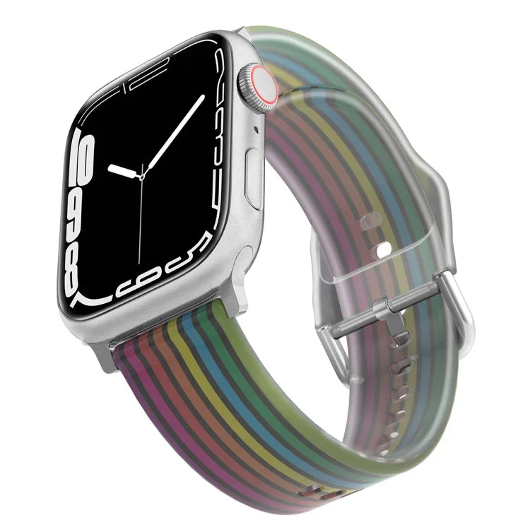 フロスト半透明シリコンウォッチバンド Apple Watchシリーズ用, 7 45mm / 6&SE&5&4 44mm / 3&2&1 42mm, 7 41mm / 6&SE&5&4 40mm / 3&2&1 38mm