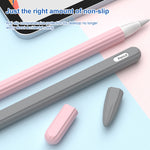 3-in-1 ストライプ液体シリコンスタイラスケース（チップキャップ2個付き）、Apple Pencil 1用、Apple Pencil 2用