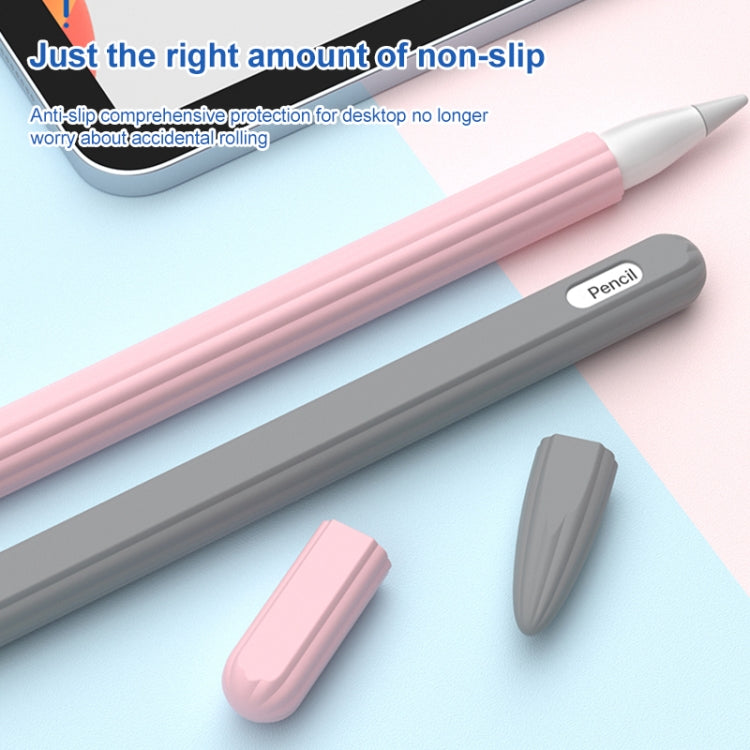 3-in-1 ストライプ液体シリコンスタイラスケース（チップキャップ2個付き）、Apple Pencil 1用、Apple Pencil 2用
